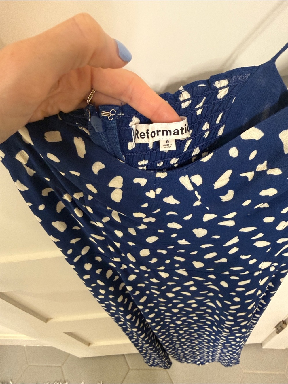 Reformation Blue Polka Dot Slip Dress - Picture 2 of 4
